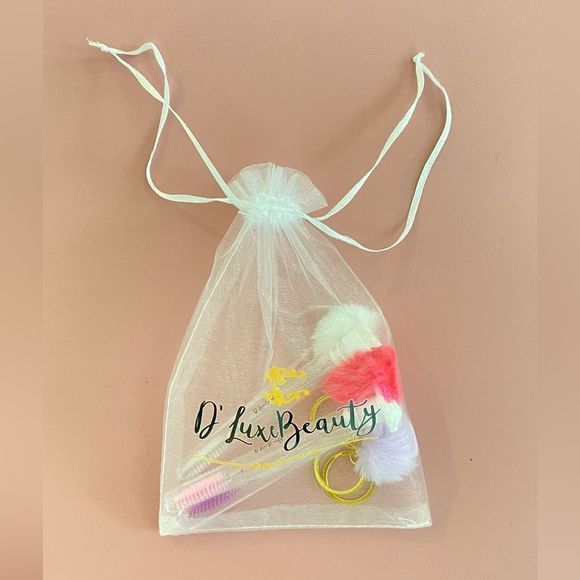 3pcs Tube Eyelash Brush/Spoolie with Furball & Gold Keychain | Mascara Wand - Picture 4 of 6